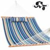 Good-Quality Outdoor Two Person Beaches Stripe Hammock Quilted Fabric with Pillow for Garden Patio Courtyard