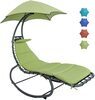 Hammocks Chaise Lounger Chair Curved Steel Lounger Swing Chair with Built-in Pillow and Removable Canopy