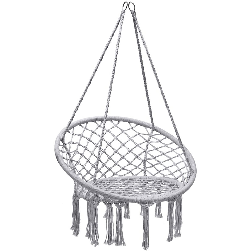 Max 330 Lbs Hammock Chair Macrame Swing - Hanging Cotton Rope Hammock Swing Chair for Indoor and Outdoor Use