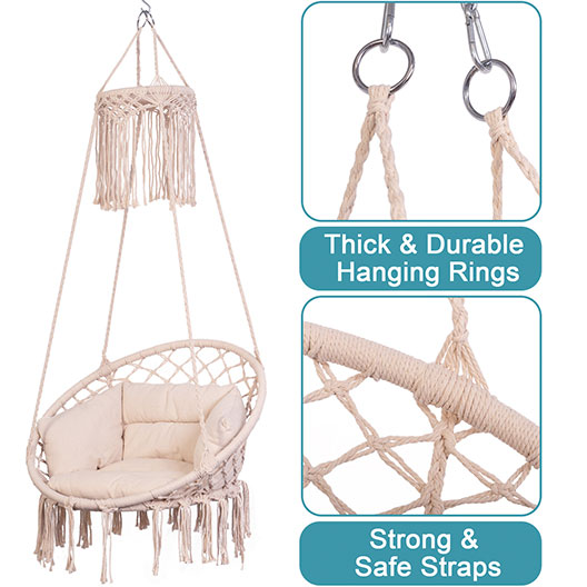 Hot-Selling Outdoor Patio Hammocks Handmade Cotton Rope Hanging Chair Macrame Hammock Swing Large Size for Garden