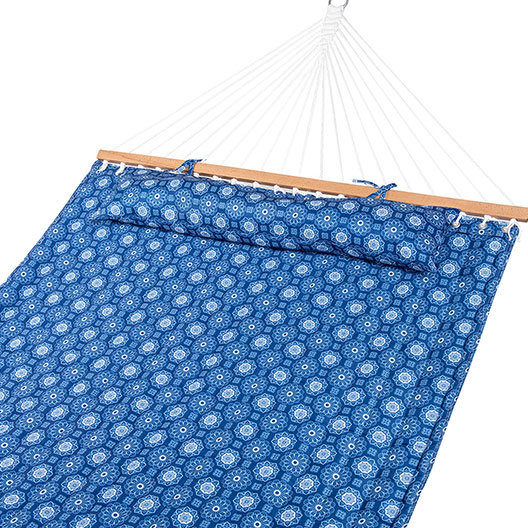 Hot-Selling Quilted Fabric Outdoor Patio Hammock with Pillow for Two Person Double Size Spreader Bar for Garden