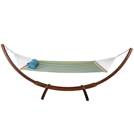 Hammock, Pillow and 12 Feet Wood Arc Stand,Backyard Combo Set