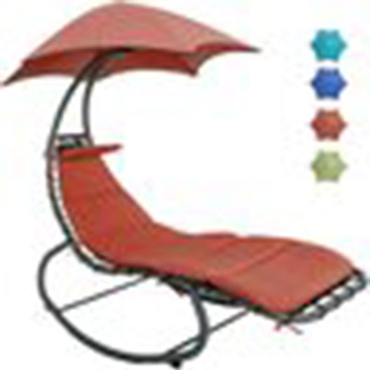 Hammocks Chaise Lounger Chair Curved Steel Lounger Swing Chair with Built-in Pillow and Removable Canopy