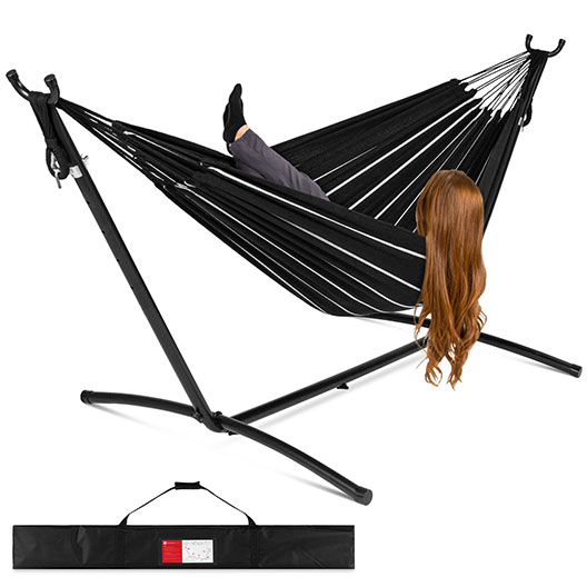 2-Person Brazilian-Style Double Hammock w/ Carrying Bag and Steel Stand