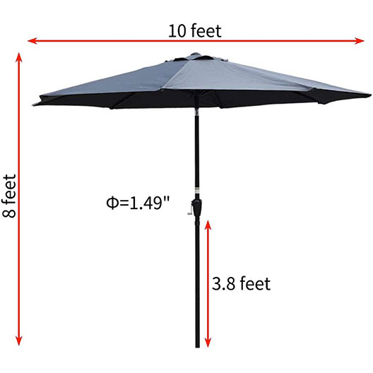 Best-Selling 10ft Outdoor Patio Table Umbrella Parasol with Aluminum Pole & Auto Tilt, Polyester Canopy Shade for Garden