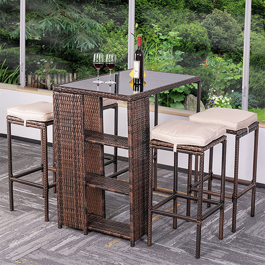 High-Quality Outdoor 5 Piece Patio Bar Set, Counter Height Patio Dining Set for Garden Courtyard Poolside