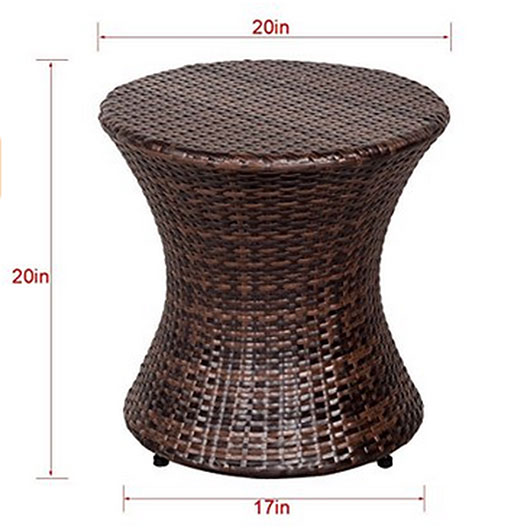 Outdoor 20 Inch Hourglass Wicker Patio Rattan End Table