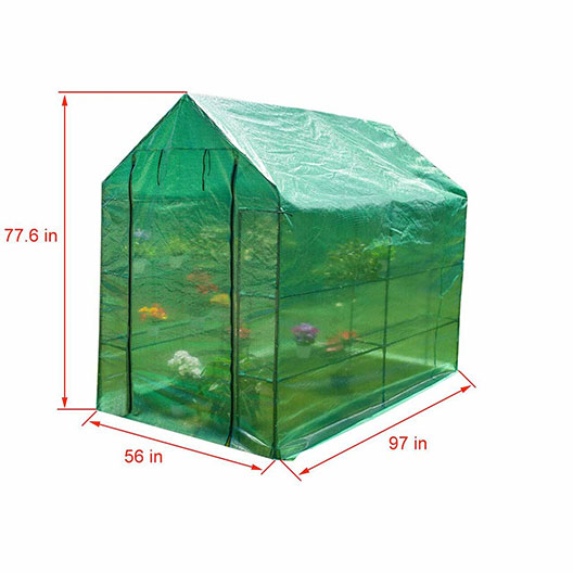 Outdoor Gardening Large 4 Tier 12 Shelf Hot Green House with PE Cover and Zipper Door