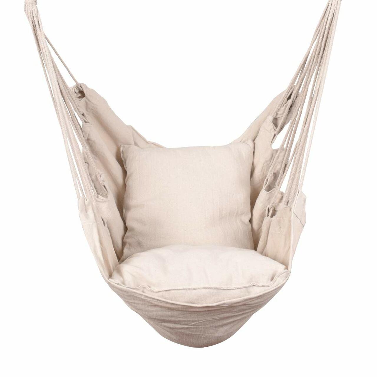 Hammocks Hanging Rope Hammock Chair Swing Seat with Two Seat Cushions and Carrying Bag, Weight Capacity 300 Lbs, Natural