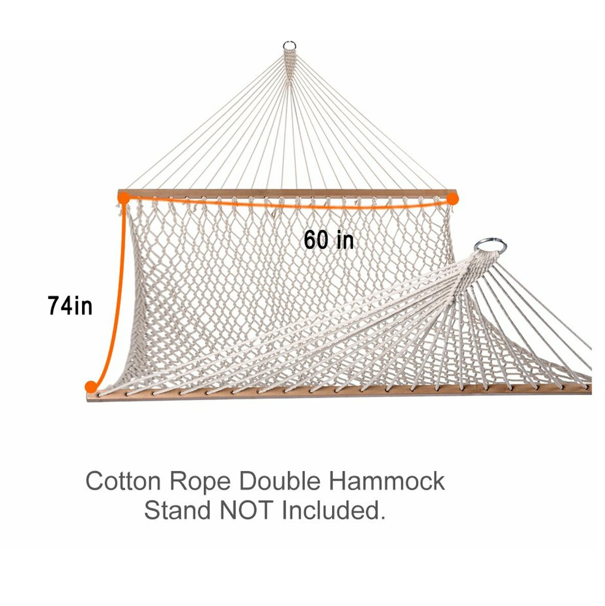 Hammocks Cotton Rope Double Hammock with Pillow, Wood Spreader, Natural