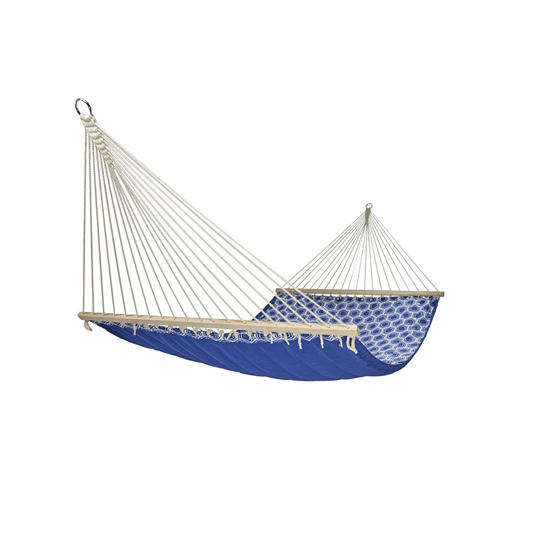 Hammock with Double Size Solid Wood Spreader Bar Outdoor Patio Yard Poolside Hammock