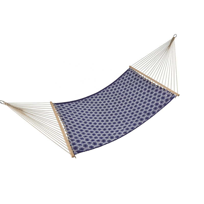 Hammock with Double Size Solid Wood Spreader Bar Outdoor Patio Yard Poolside Hammock