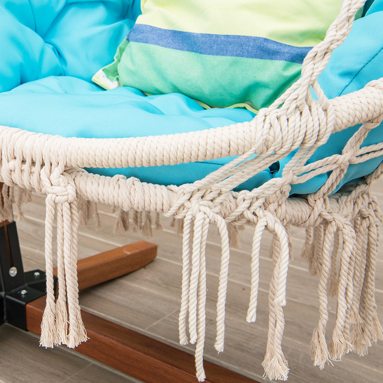 Macrame Handmade Hammock Swing Chair Patio Hanging Tassels Fringes Garden Swing For Adults