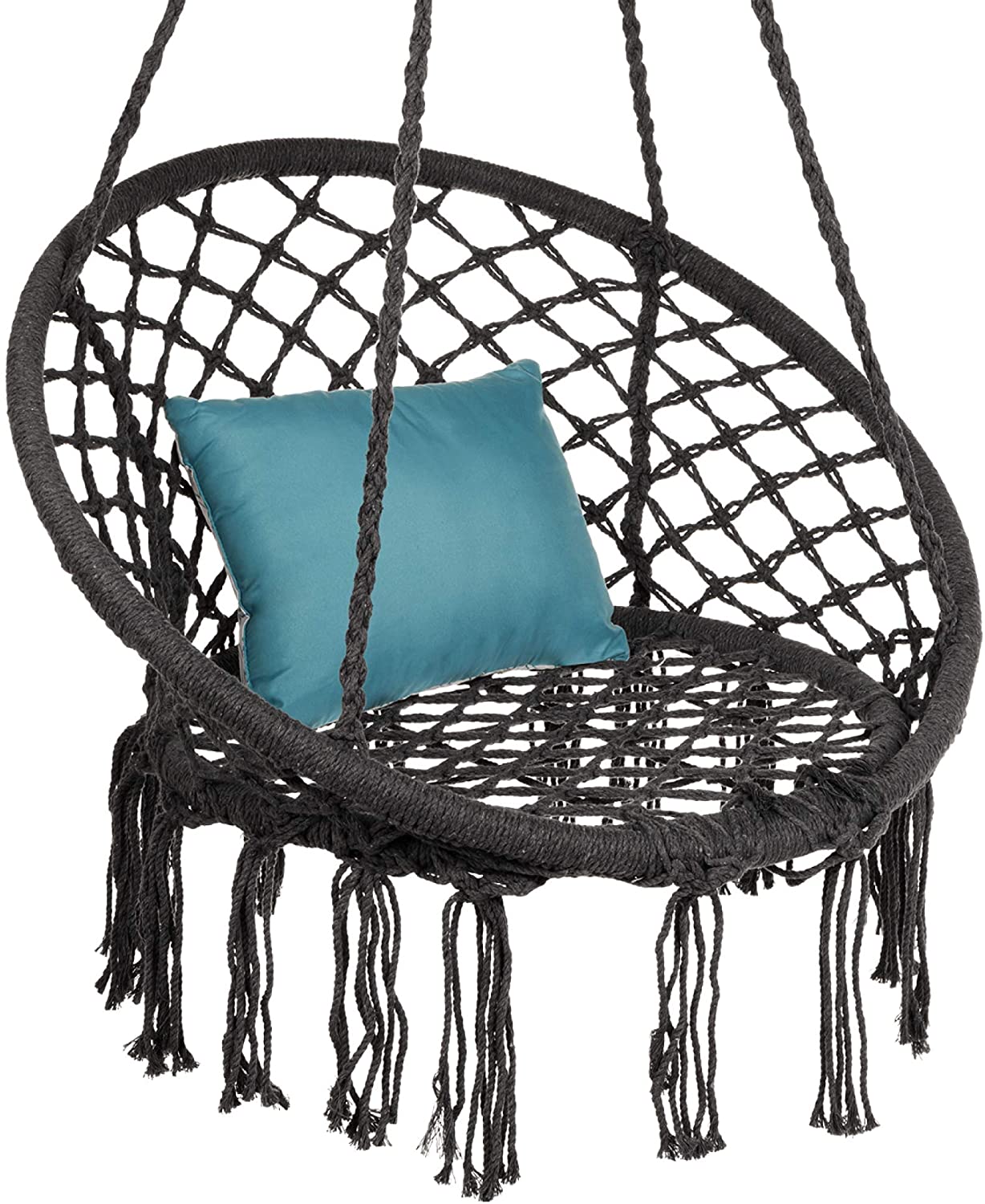 Max 330 Lbs Hammock Chair Macrame Swing - Hanging Cotton Rope Hammock Swing Chair for Indoor and Outdoor Use