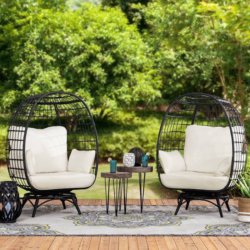 Egg Swivel Patio Chair with Cushions