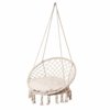 Hammocks Handwoven Cotton Rope Hammock Chair Macrame Swing with Cushion and Wall/Ceiling Mount