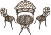 Outdoor 4-Pieces Patio Bistro Set w/Antique Rose Design, All Weather Cast Alumium Conversation Furniture Set