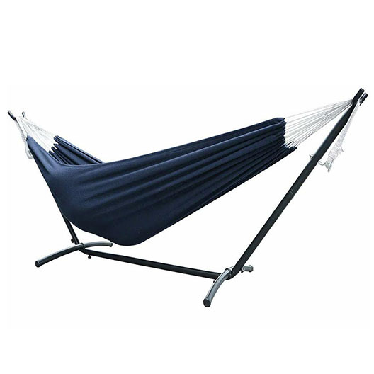 High-Quality Outdoor Patio Double Hammock with 9FT Space Saving Steel Stand, Portable Carrying Case for Garden Yard