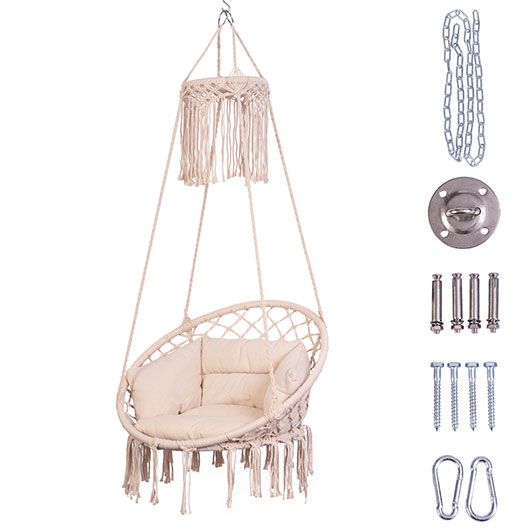 Hot-Selling Outdoor Patio Hammocks Handmade Cotton Rope Hanging Chair Macrame Hammock Swing Large Size for Garden