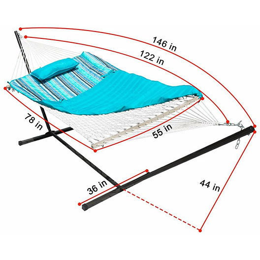 Hot-Selling Outdoor Patio Hammocks 12 Feet Steel Hammock Stand with Cotton Rope Hammock Combo for Garden Courtyard