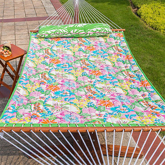 Double clamp hammock swings with the pillow cotton fabrics, printing