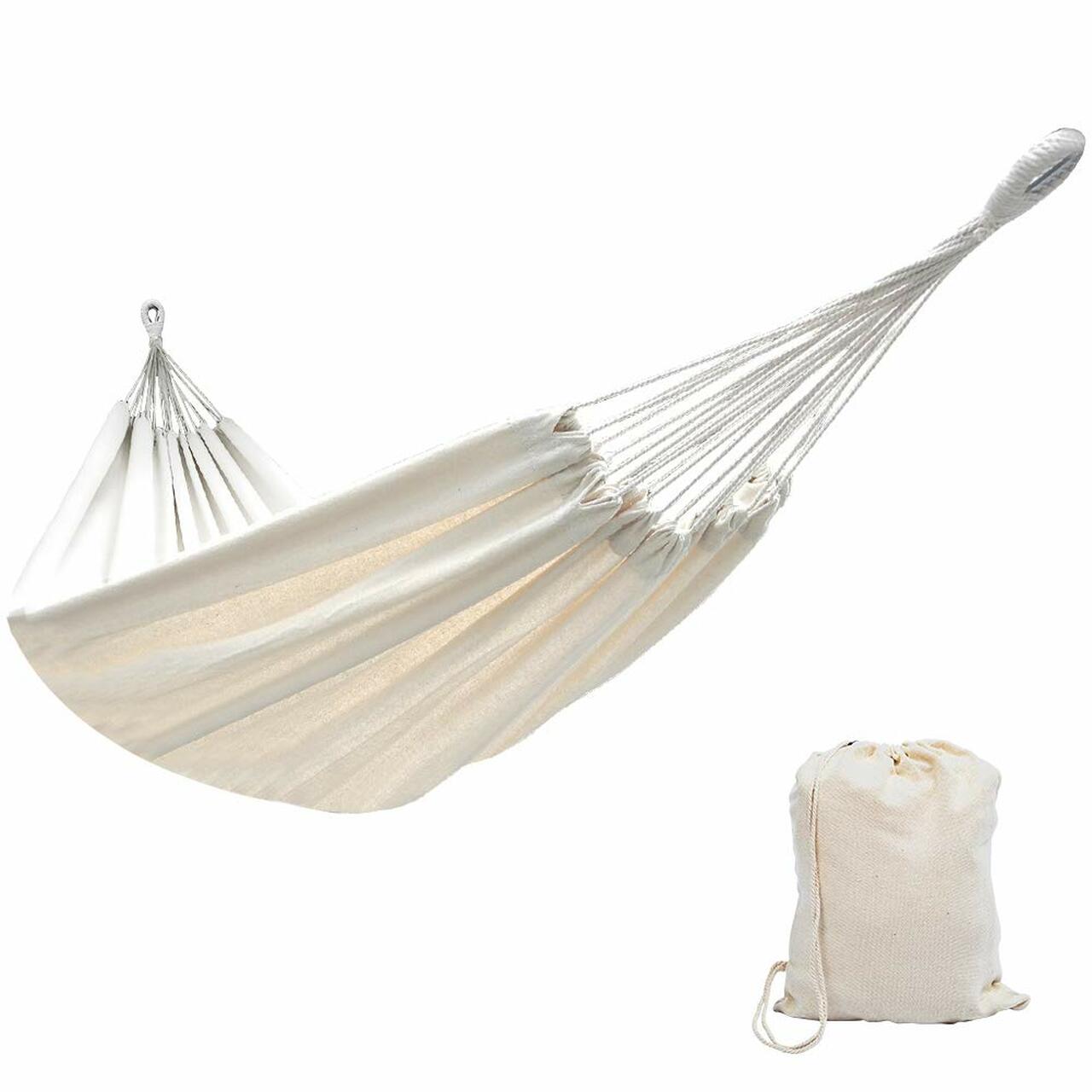 Hammocks Brazilian Double Hammock Portable Canvas Hammock with Carry Bag for Backyard, Porch, Balcony, Outdoor