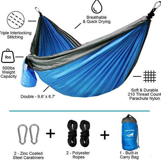 Hammocks Double Parachute Nylon Hammock with Straps Set, Lightweight Portable Hammock