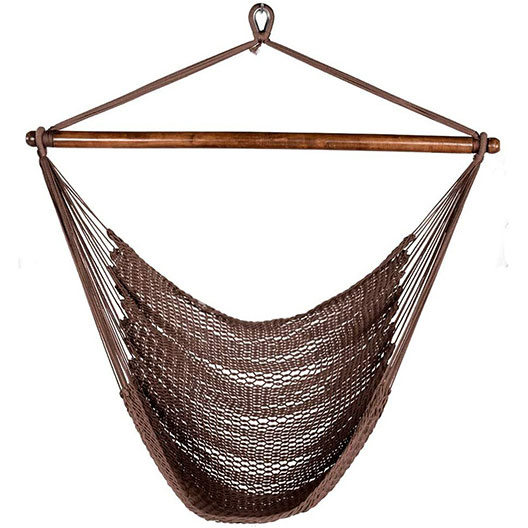 Hammocks Caribbean Hanging Swing Chair, Soft Spun Polyester Rope, 47-inch Wood Spreader Bar