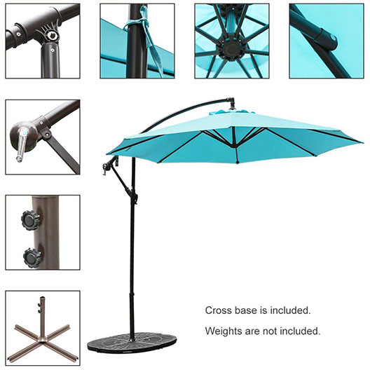 Best-Selling 10ft Offset Cantilever Hanging Umbrella Outdoor Patio Umbrella for Garden Courtyard Poolside