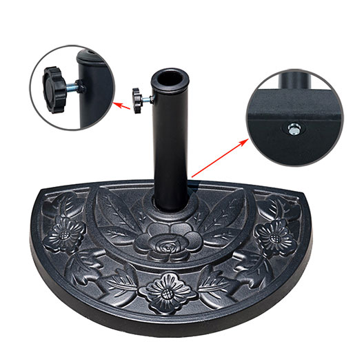 Good Quality Black Half Round Resin Outdoor Patio Umbrella Base for Garden Courtyard