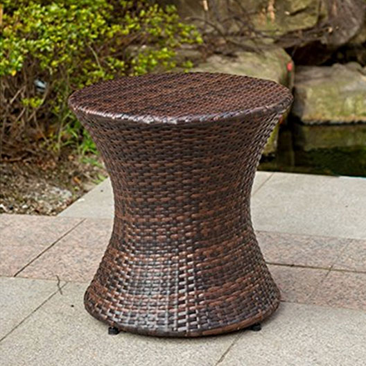 Outdoor 20 Inch Hourglass Wicker Patio Rattan End Table