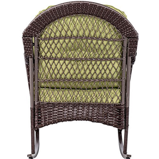 Outdoor Wicker Rocking Chair Rattan Outdoor Patio Yard Furniture All- Weather with Cushions