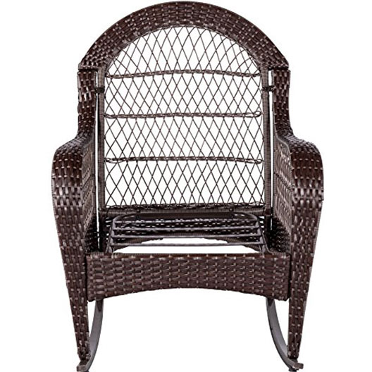 Outdoor Wicker Rocking Chair Rattan Outdoor Patio Yard Furniture All- Weather with Cushions