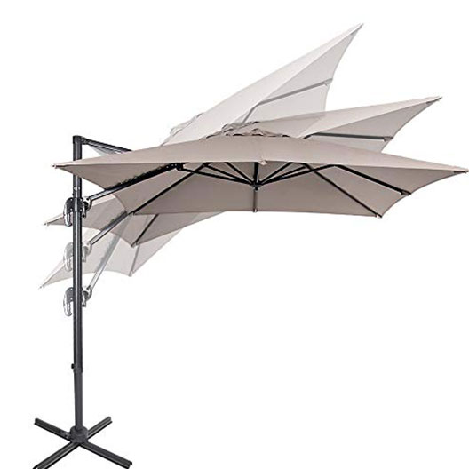 Best Selling 8.2ft Square Offset Outdoor Patio Umbrella Parasol with Aluminum Cantilever Pole for Garden Courtyard