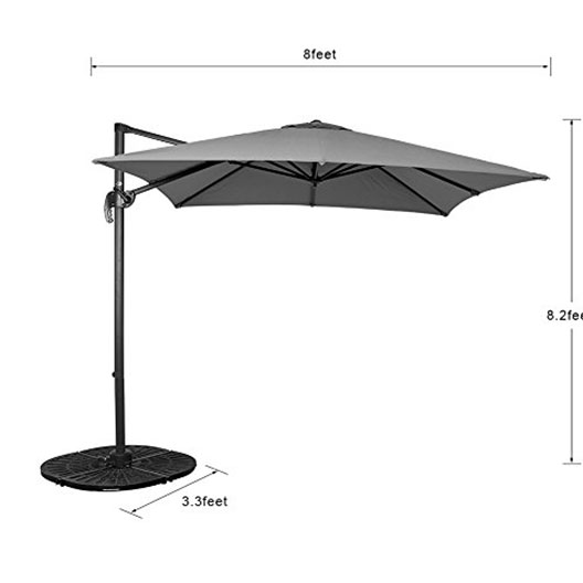 Best Selling 8.2ft Square Offset Outdoor Patio Umbrella Parasol with Aluminum Cantilever Pole for Garden Courtyard