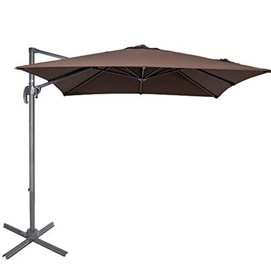 Best Selling 8.2ft Square Offset Outdoor Patio Umbrella Parasol with Aluminum Cantilever Pole for Garden Courtyard