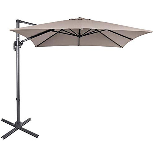 Best Selling 8.2ft Square Offset Outdoor Patio Umbrella Parasol with Aluminum Cantilever Pole for Garden Courtyard