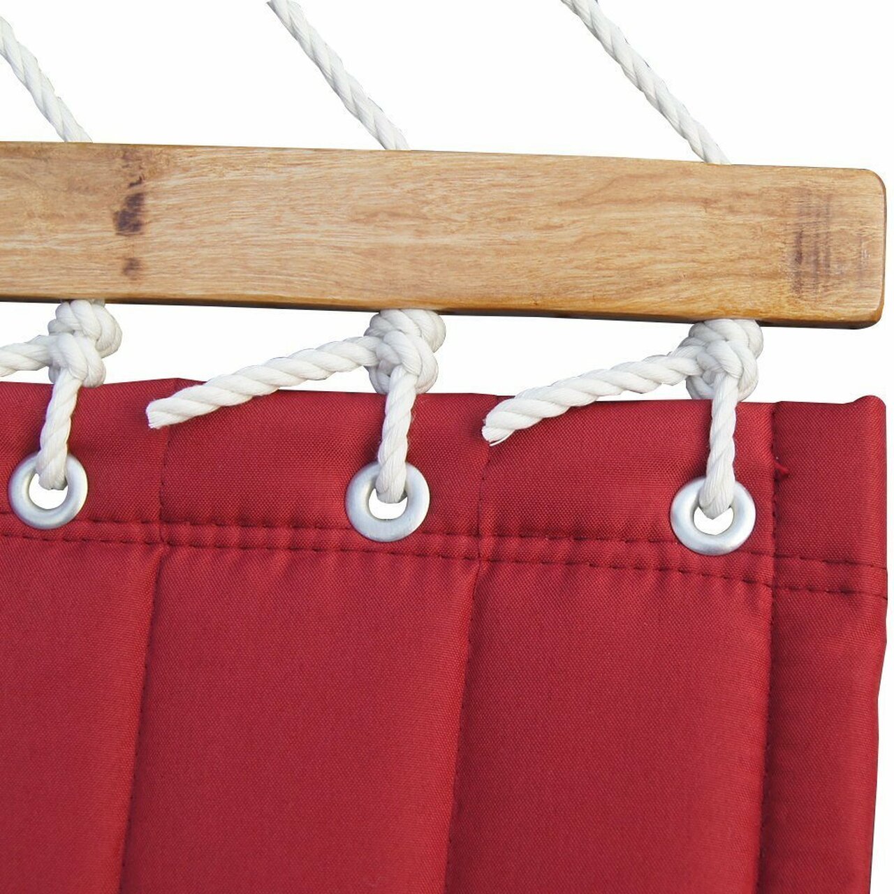 Quilted Fabric Hammock with Hardwood Spreader Bar and Poly Pillow, 55