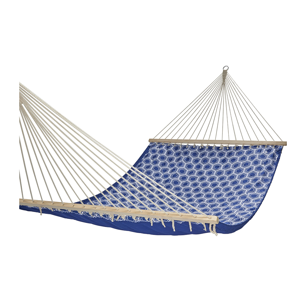 Hammock with Double Size Solid Wood Spreader Bar Outdoor Patio Yard Poolside Hammock