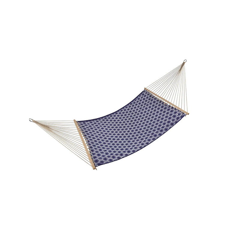 Hammock with Double Size Solid Wood Spreader Bar Outdoor Patio Yard Poolside Hammock