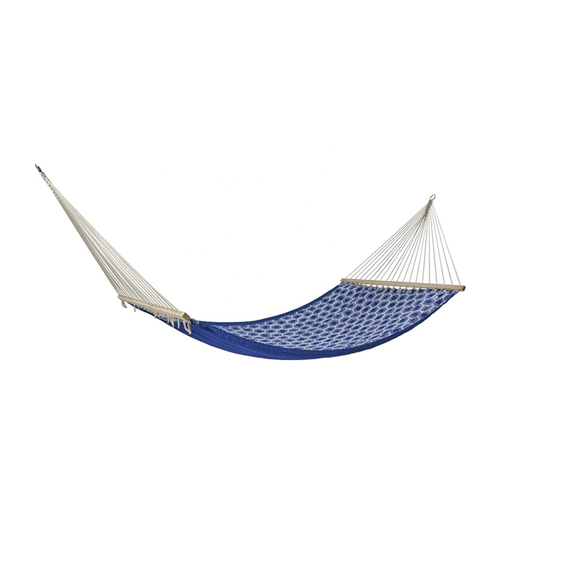 Hammock with Double Size Solid Wood Spreader Bar Outdoor Patio Yard Poolside Hammock