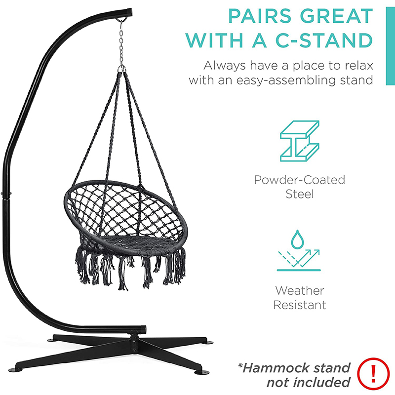 Max 330 Lbs Hammock Chair Macrame Swing - Hanging Cotton Rope Hammock Swing Chair for Indoor and Outdoor Use