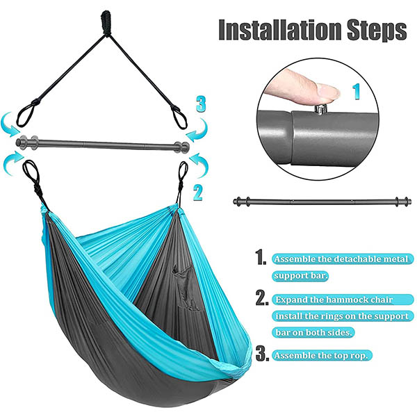 Custom Portable indoor outdoor hanging swing wave hammocks hammock nylon chair with Adjustable stand