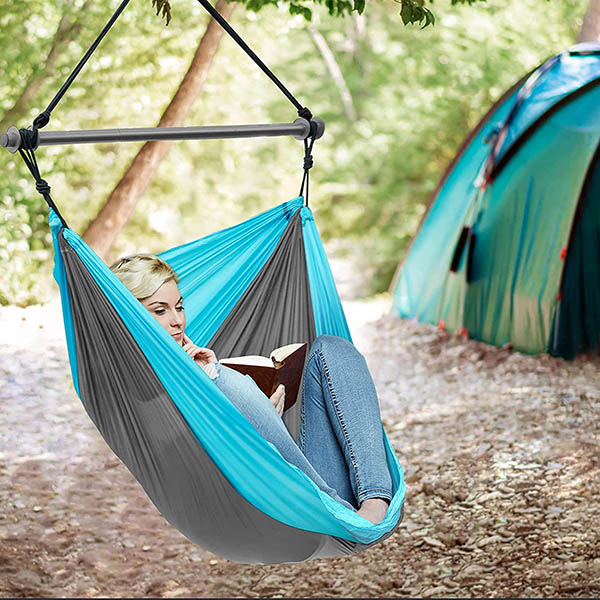 Custom Portable indoor outdoor hanging swing wave hammocks hammock nylon chair with Adjustable stand