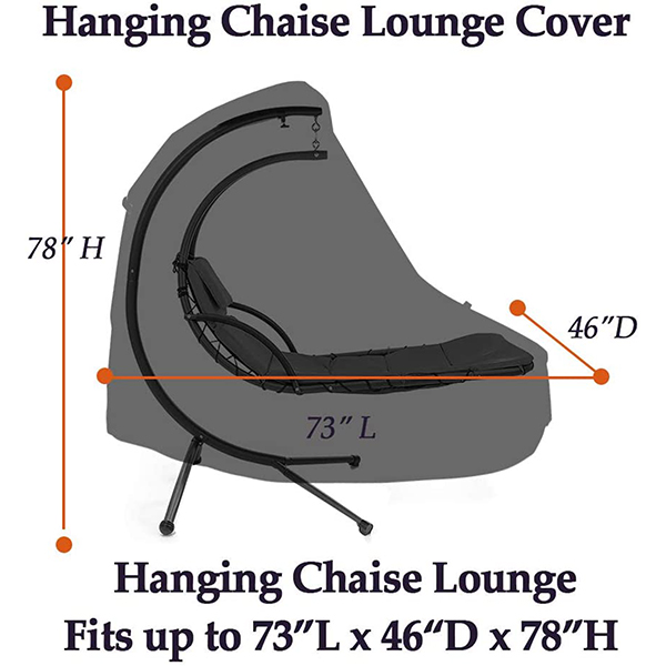 Outdoor 73 Inch Patio Hanging Chaise Lounge Chair Cover