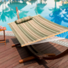 Hot-Selling Outdoor Patio Hammocks Quilted Fabric with Pillow for Two Person for Garden Poolside Courtyard