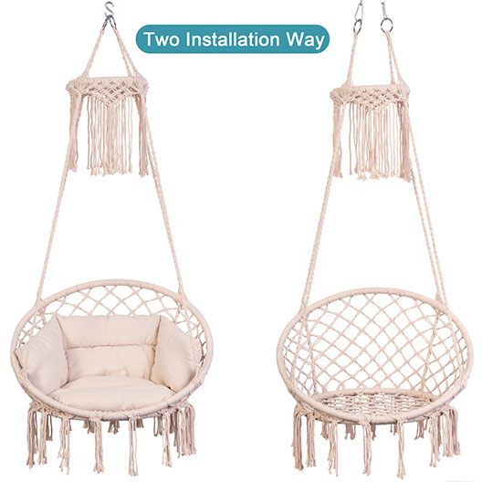 Hot-Selling Outdoor Patio Hammocks Handmade Cotton Rope Hanging Chair Macrame Hammock Swing Large Size for Garden