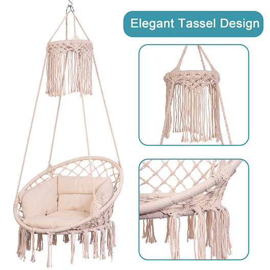 Hot-Selling Outdoor Patio Hammocks Handmade Cotton Rope Hanging Chair Macrame Hammock Swing Large Size for Garden