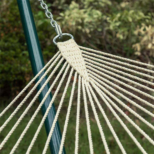 Hammocks Polyester Rope Double Hammock with Wood Spreader Bar, Chains and Hooks for Two Person