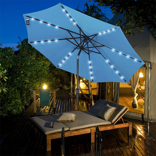 Best-Selling 9 Feet Solar Powered 32 LED Lighted Outdoor Patio Umbrella with Crank and Tilt for Garden Courtyard